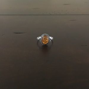 Amber and silver ring